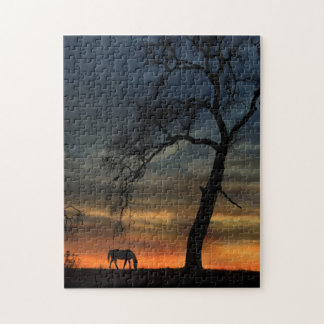 Schönes Pferd und Eichenbaum Puzzle