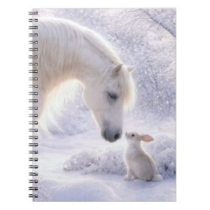 Schönes Pferd und Hase Schnee Journal Notizblock