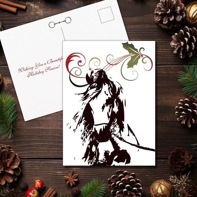 Schönes Pferd und Heiligabend Winter Feiertagspostkarte (Beautiful Horse and Holly Christmas Winter Holiday Postcard)