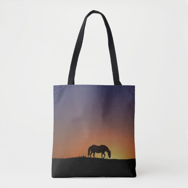 Schönes Pferd und Sonnenaufgang Tote Tasche (Vorderseite)