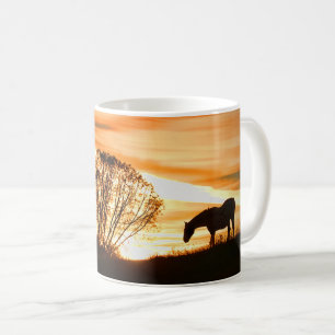 Schönes Pferd und Sonnenuntergang Kaffeetasse