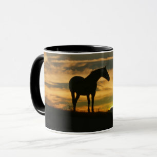 Schönes Pferd und Sonnenuntergang Tasse