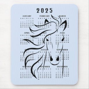 Schönes Pferdedesign 2025 Kalender Mousepad