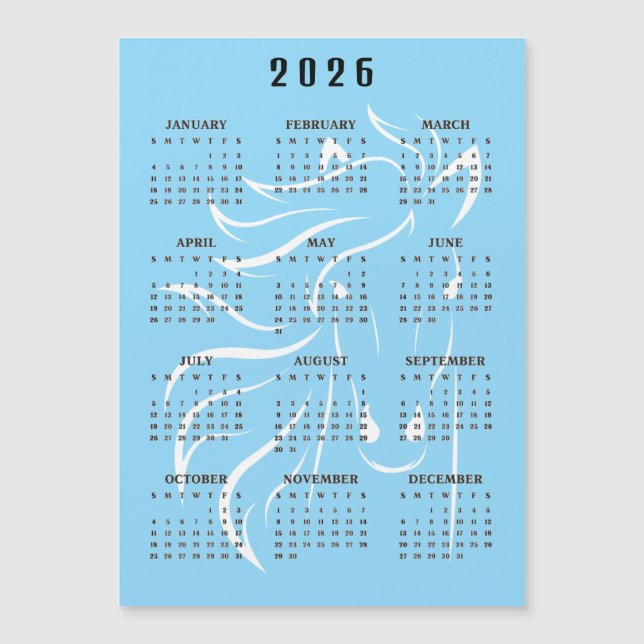 Schönes Pferdedesign 2026 Kalender Magnetkarte (Vorderseite)