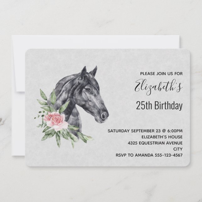 Schönes Pferdeschlittenportrait Wasserfarbe Geburt Einladung (Vorderseite)