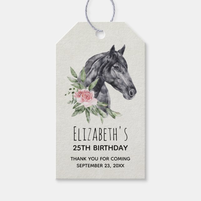 Schönes Pferdeschlittenportrait Wasserfarbe Geburt Geschenkanhänger (Vorderseite)