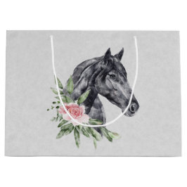 Schönes Pferdeschlittenportrait Wasserfarbe Große Geschenktüte