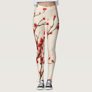 Schönes Pflaumen-Blüten-im Frühjahr Aquarell Leggings