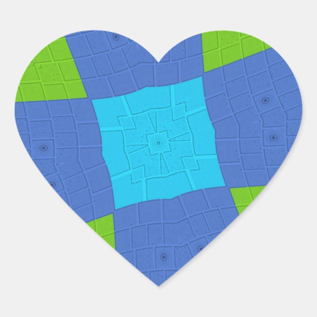 Schönes Phantastisches blaues Cyan Kunstdruckdesig Herz-Aufkleber (Vorderseite)