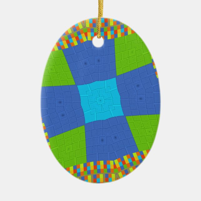 Schönes Phantastisches blaues Cyan Kunstdruckdesig Keramikornament (Vorne)