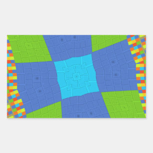 Schönes Phantastisches blaues Cyan Kunstdruckdesig Rechteckiger Aufkleber