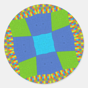 Schönes Phantastisches blaues Cyan Kunstdruckdesig Runder Aufkleber