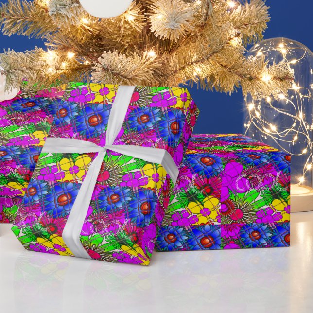 Schönes Phantastisches Blumenmuster Geschenkpapier (Feiertage)