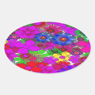 Schönes Phantastisches Blumenmuster Ovaler Aufkleber