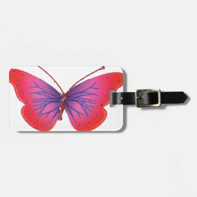 Schönes Phantastisches Rosa und lila Schmetterling Gepäckanhänger (Vorderseite horizontal)