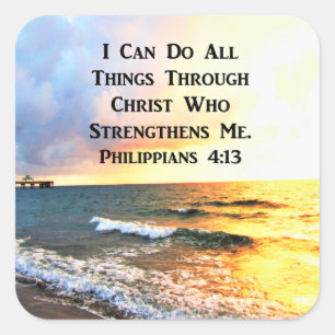 SCHÖNES PHILIPPIANS 4:13 SCRIPTURE-FOTO QUADRATISCHER AUFKLEBER