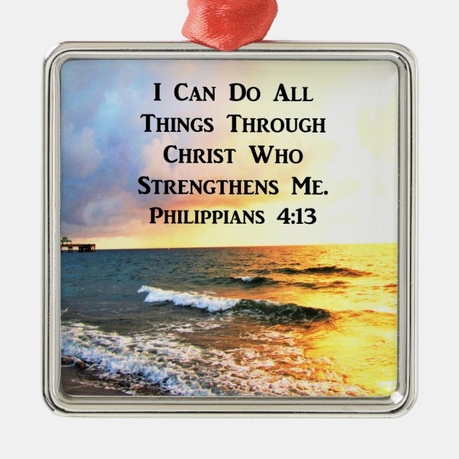 SCHÖNES PHILIPPIANS 4:13 SCRIPTURE-FOTO SILBERNES ORNAMENT (Vorne)