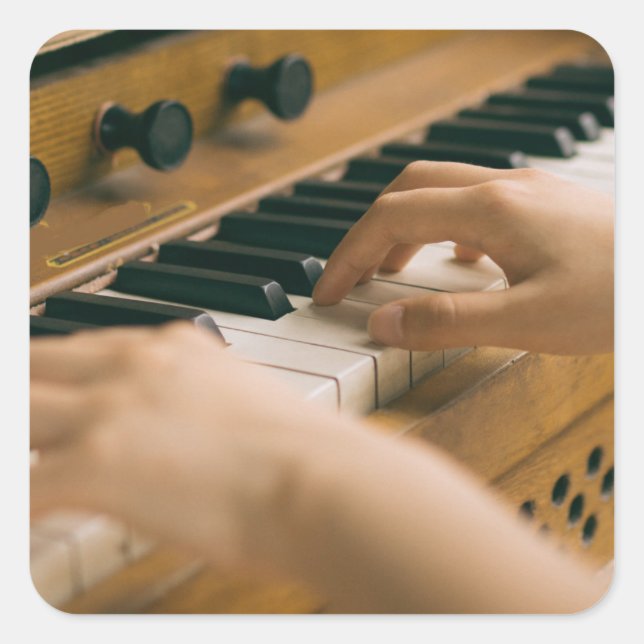 Schönes Piano Quadratischer Aufkleber (Vorderseite)