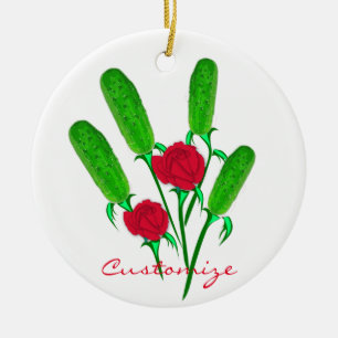 Schönes Pickle Bouquet mit Rose Thunder_Cove Keramik Ornament