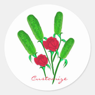 Schönes Pickle Bouquet mit Rose Thunder_Cove Runder Aufkleber