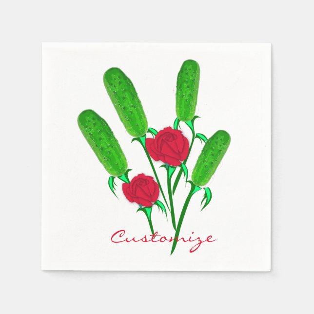 Schönes Pickle Bouquet mit Rose Thunder_Cove Serviette (Vorderseite)