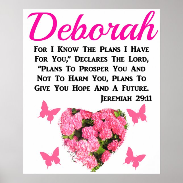 SCHÖNES PINK FLORAL PERSONALISIERT JEREMIAH 29:11 POSTER (Vorne)