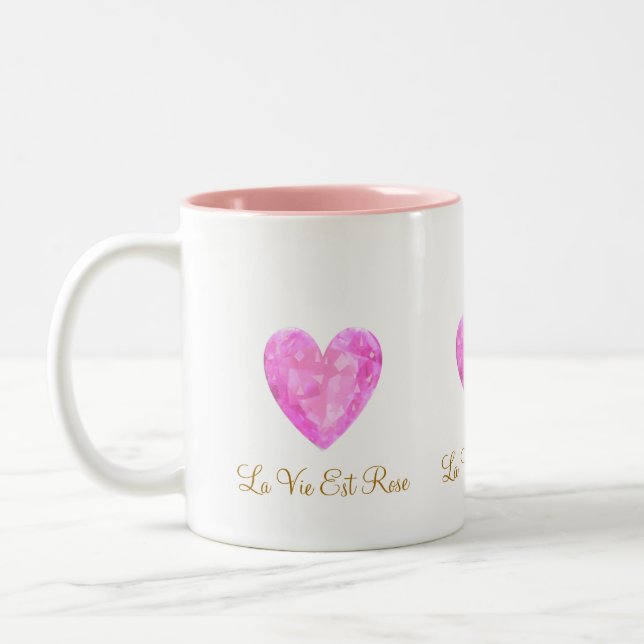 Schönes Pink Gem Herz Zweifarbige Tasse (Links)