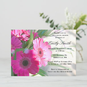 Schönes Pink Gerbera Daisy Floral Brautparty Einladung