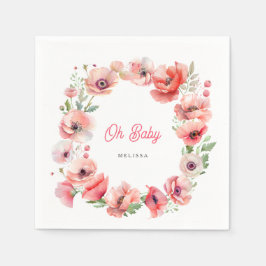 Schönes Pink Poppy Oh Baby Serviette