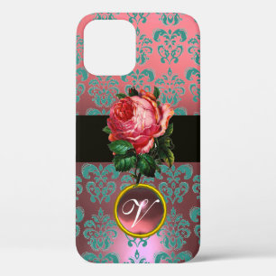 SCHÖNES PINK ROSE BLUE AQUAMARIN DAMASK GEM MONOGR Case-Mate iPhone HÜLLE