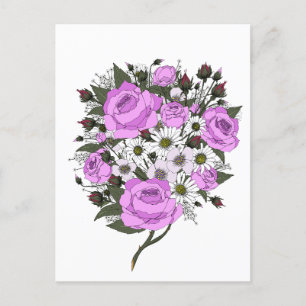 Schönes Pink Rose Bouquet Feiertagspostkarte