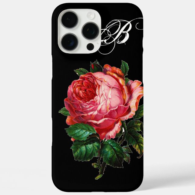 SCHÖNES PINK ROSE MONOGRAMM Case-Mate iPhone HÜLLE (Rückseite)