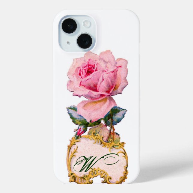 SCHÖNES PINK ROSE MONOGRAMM Case-Mate iPhone HÜLLE (Rückseite)