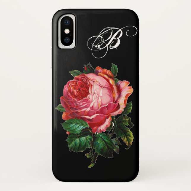 SCHÖNES PINK ROSE MONOGRAMM Case-Mate iPhone HÜLLE (Rückseite)