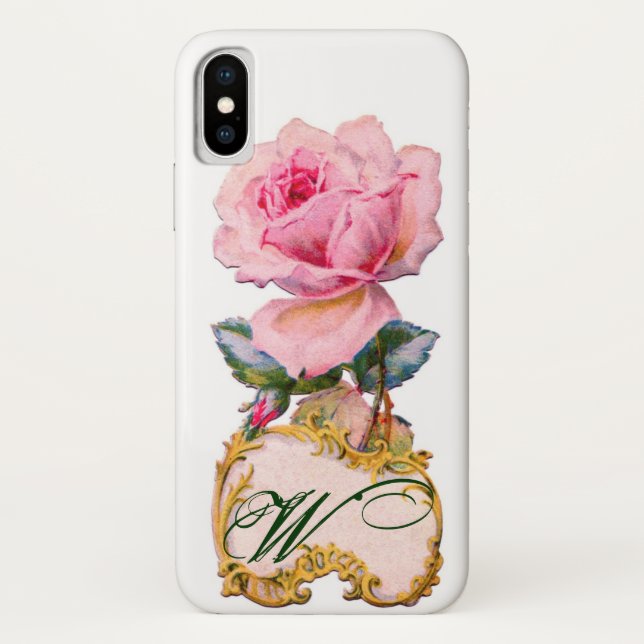 SCHÖNES PINK ROSE MONOGRAMM Case-Mate iPhone HÜLLE (Rückseite)