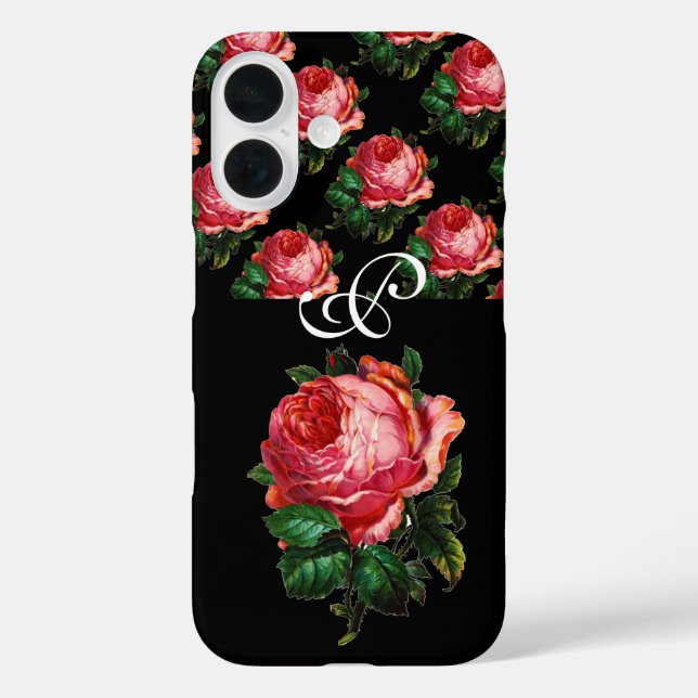 SCHÖNES PINK ROSE MONOGRAMM Case-Mate iPhone HÜLLE (Rückseite)