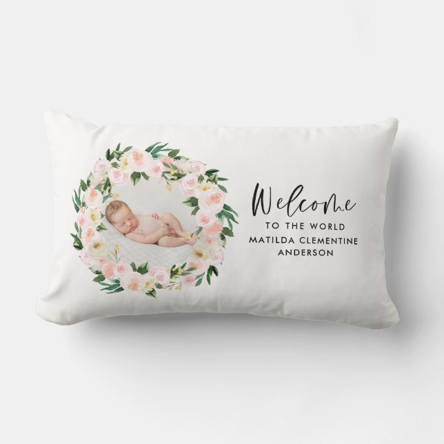 Schönes pinkfarbenes, mädchenhaftes Foto Kinderbet Lendenkissen (Vorderseite)