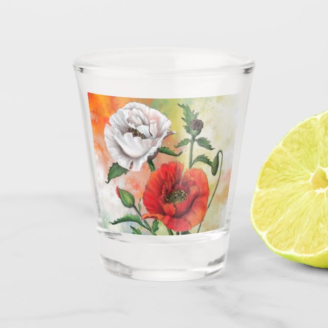Schönes Poppies Shot Glass Schnapsglas (Vorderseite)