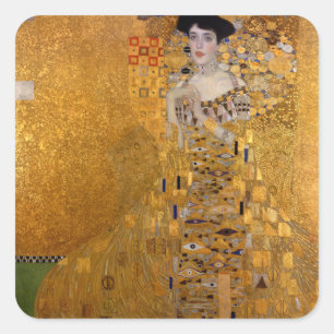 Schönes Portrait einer Dame von Gustav Klimt, Dek Quadratischer Aufkleber