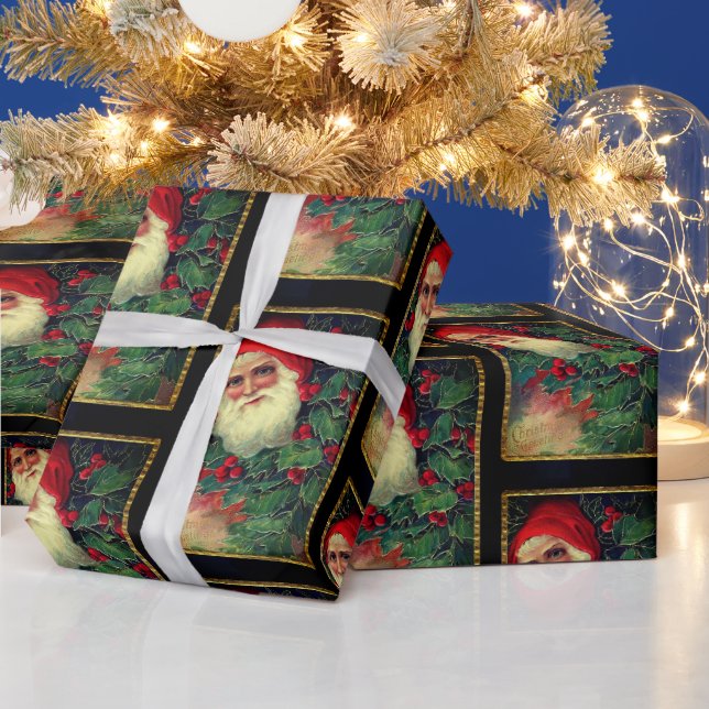 Schönes Portrait Wrapping Paper des Weihnachtsmann Geschenkpapier (Feiertage)