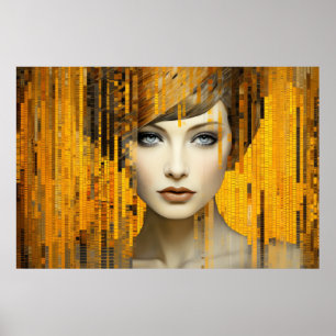 Schönes Porträt der Frau Art Deco Poster