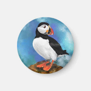 Schönes Puffin Bird Magnet - Malerei