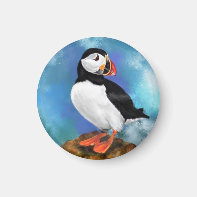 Schönes Puffin Bird Magnet - Malerei (Vorne)