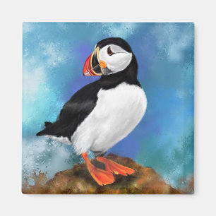 Schönes Puffin Bird Magnet - Malerei