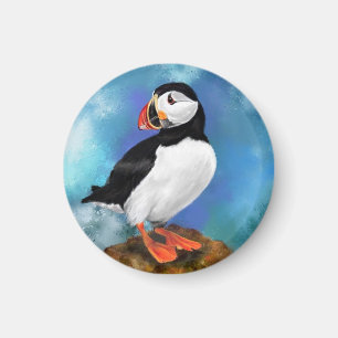 Schönes Puffin Bird Malerei Kunst Magnet