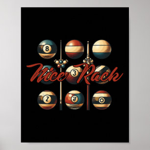 Schönes Rack Lustiger Billardspieler Vintage Pool Poster