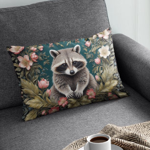 Schönes Racoon Pink Floral Dekokissen