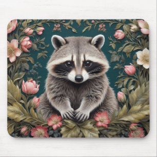 Schönes Racoon Pink Floral Mousepad