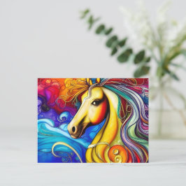 Schönes Rainbow Horse Portrait Postkarte
