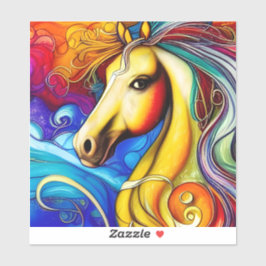 Schönes Rainbow Horse Portrait Vinyl Decal Aufkleber